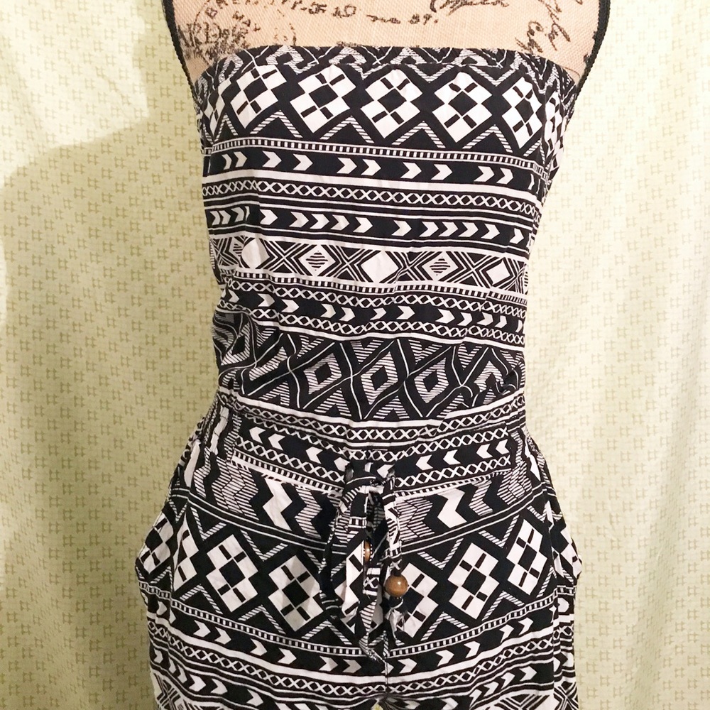 Tribal Romper, Black & White